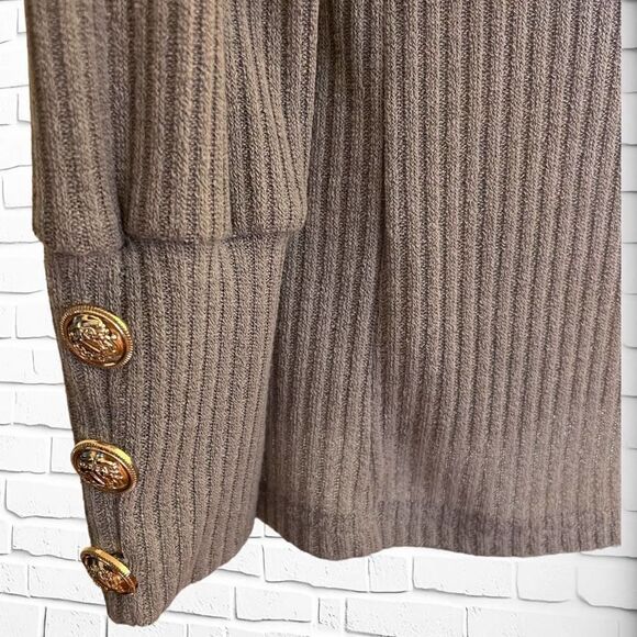 Medium Cowl Neck Lightweight Long Sleeve Top with Beautiful Button Accent Sleeve - Picture 4 of 5